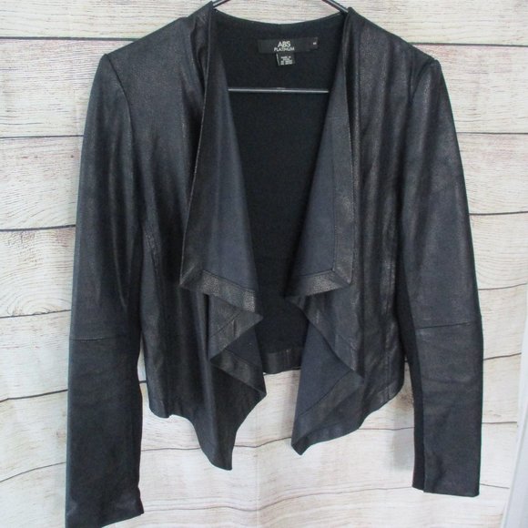 ABS Platinum Faux Leather Drape Jacket Small - Picture 1 of 9